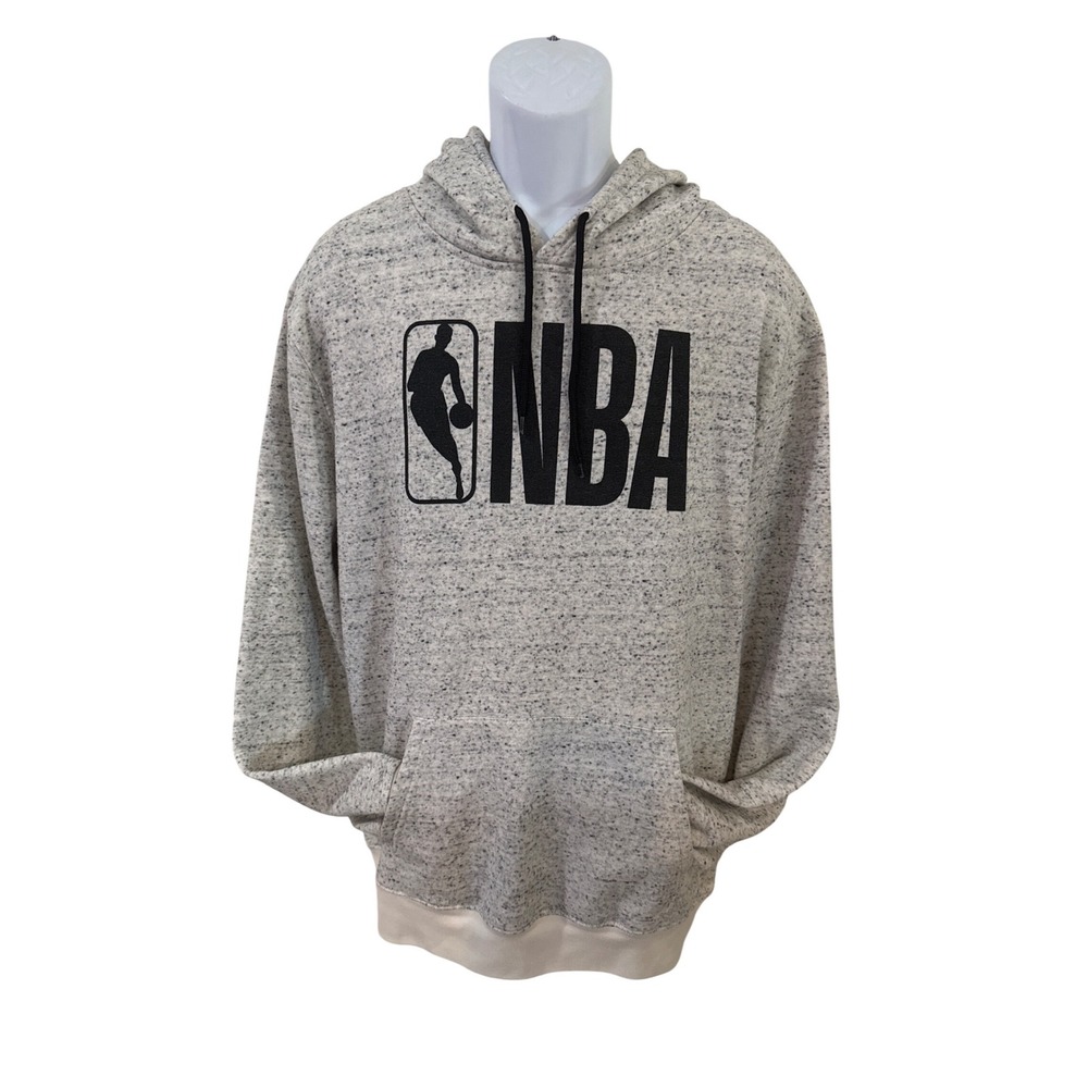 NBA Mens Large Gray‎ with Black Logo Hoodie Basketball